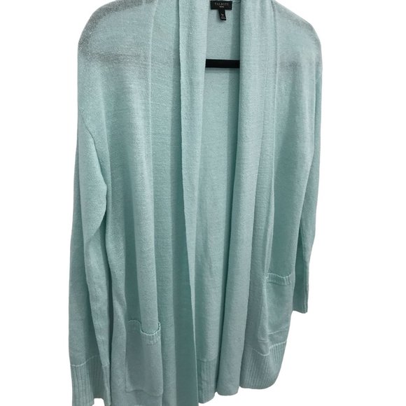 Talbots Womens Blue Linen Blend Long Sleeve Lightweight Cardigan Sweater Size SP - Picture 2 of 8